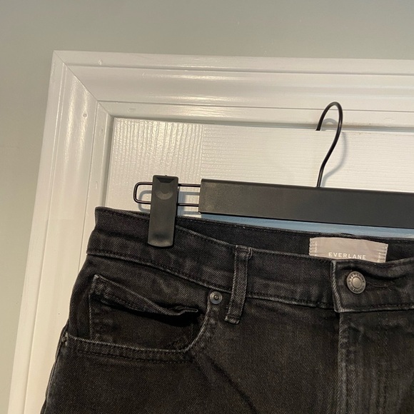 Everlane Size 30 Black Zip Up Stretch Cotton Denim Jeans Raw Hem Copped - Picture 5 of 13